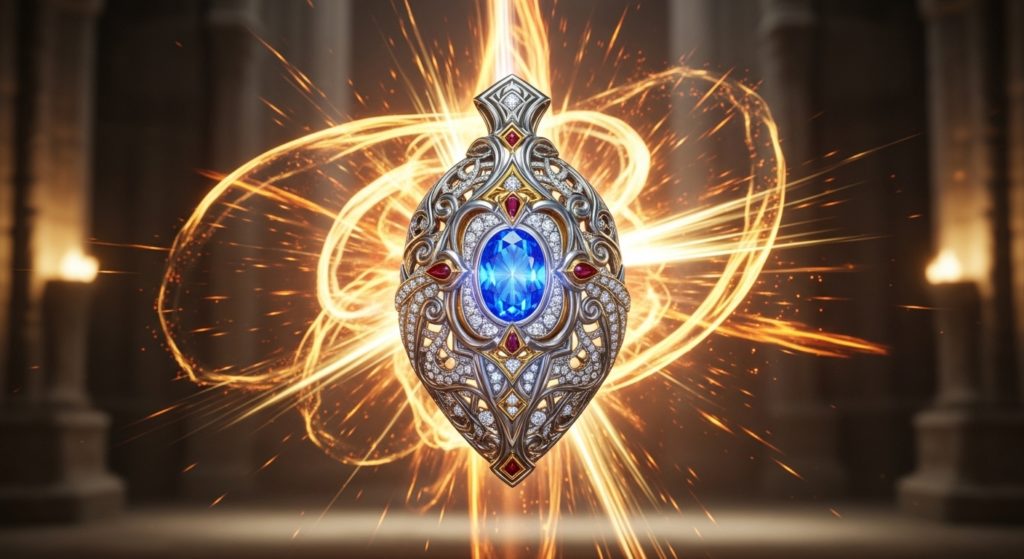 勝利のオーラに包まれた輝く護符