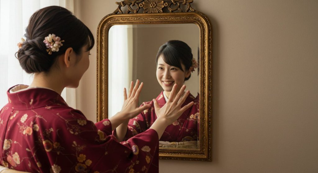 自分の内なる決意と向き合う女性