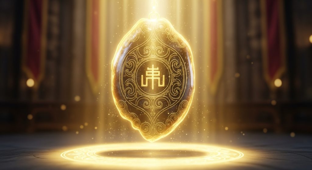 神々しい光を放つ金運護符のイメージ