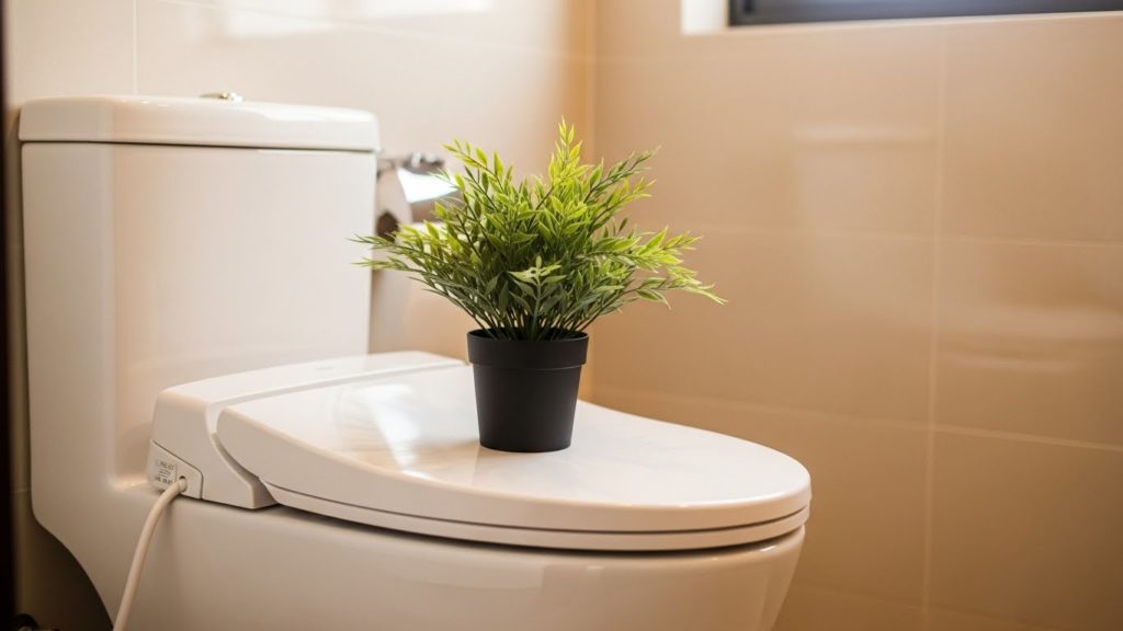 蓋が閉まり整えられた清潔なトイレ空間