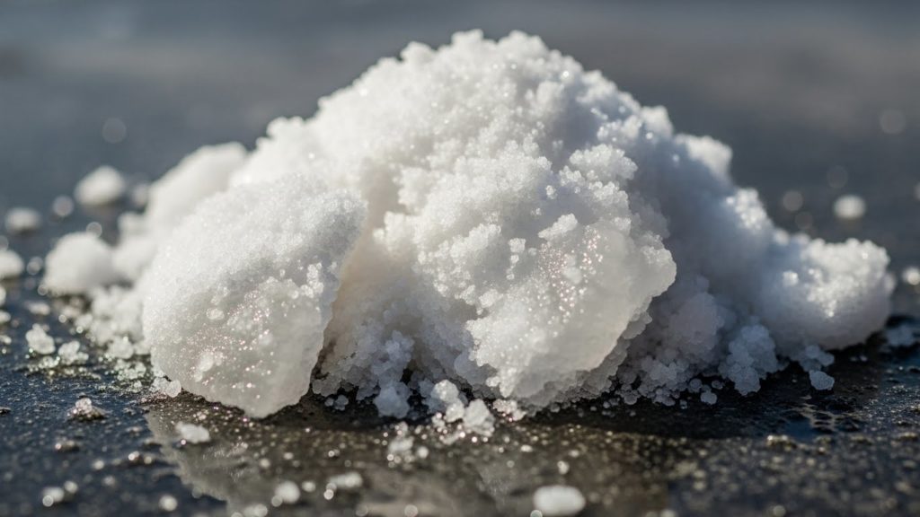 湿気を吸って形が崩れ交換時期を迎えた盛り塩