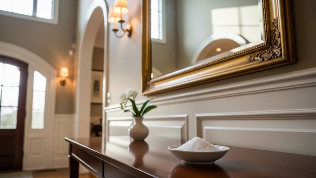 玄関に置かれた盛り塩と清潔な空間