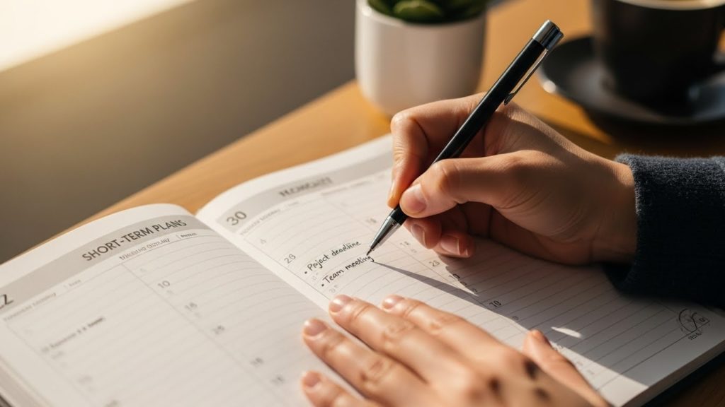 短期的な計画を立てて不安を可視化するイメージ