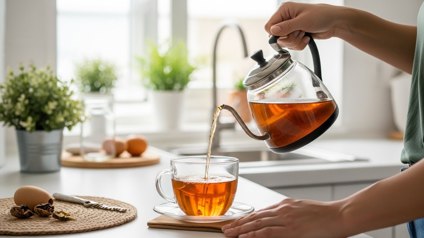 掃除の後に丁寧にお茶を淹れてリラックスするひと時