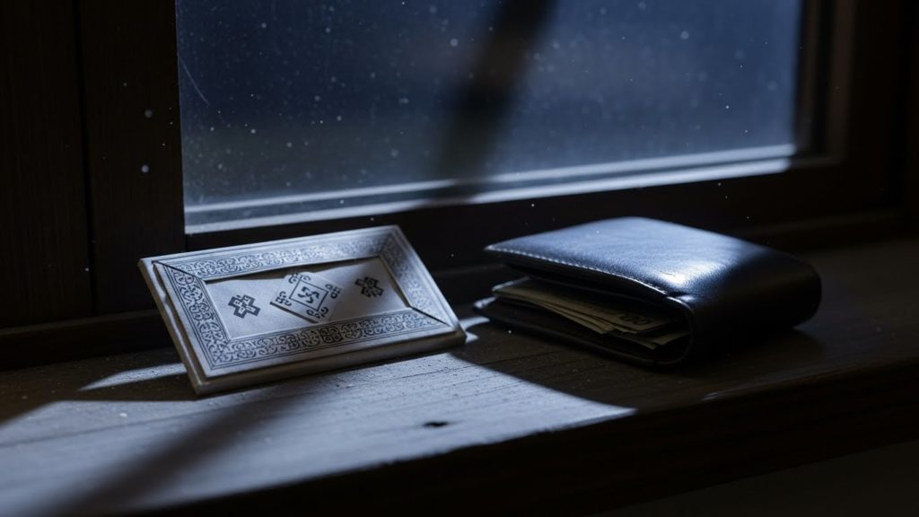 窓辺で月光浴をしている護符