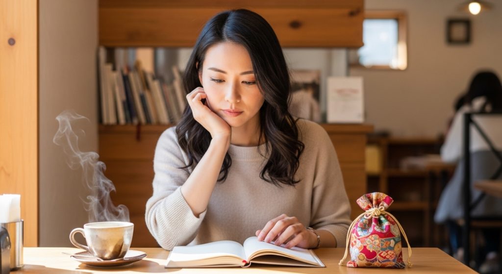 護符の効果と自分の心に向き合う女性