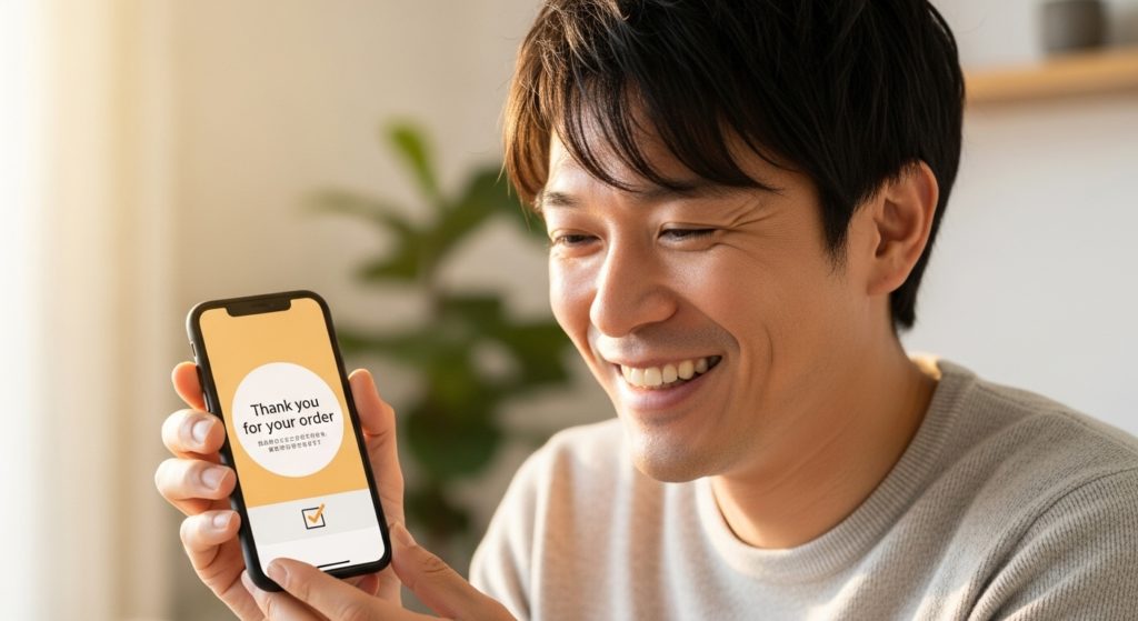 無事に注文が完了し安心している様子