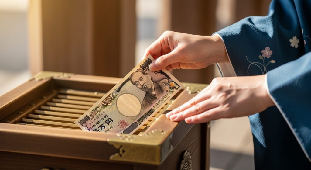 感謝の気持ちを込めてお金を使う様子