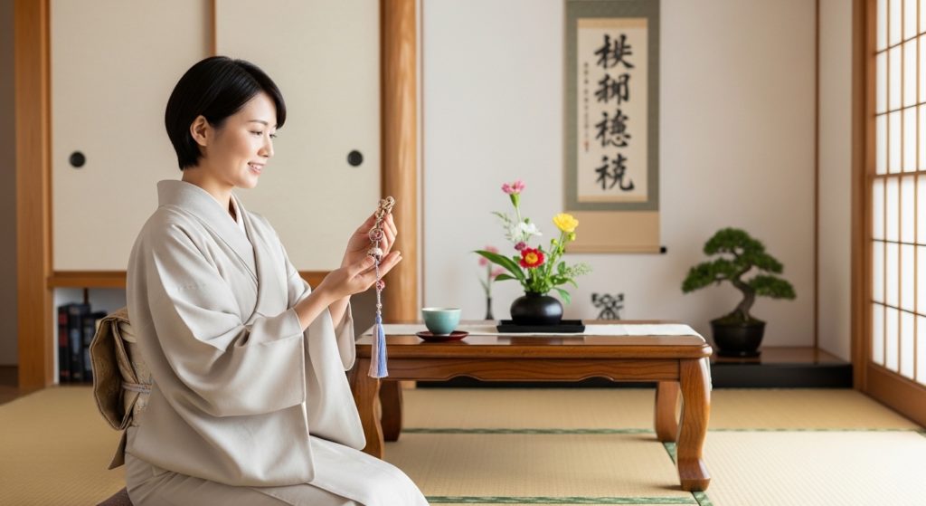 護符をリマインダーにして、日々の行動に自信を持つ女性