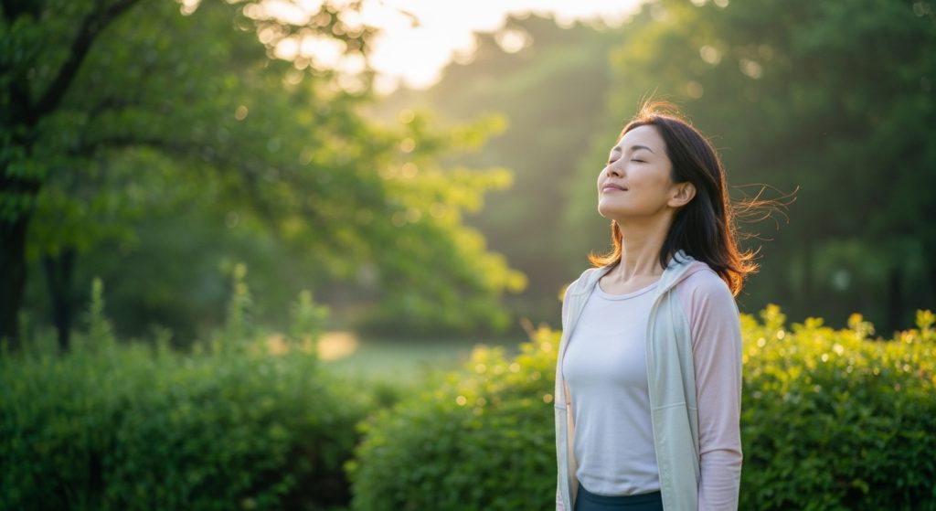 心理的ノイズを払い、前向きな気持ちを取り戻した女性