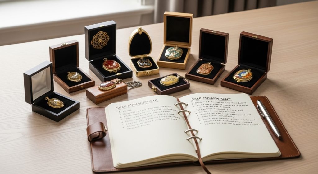 護符をセットで大切に保管し、生活の質を高める様子