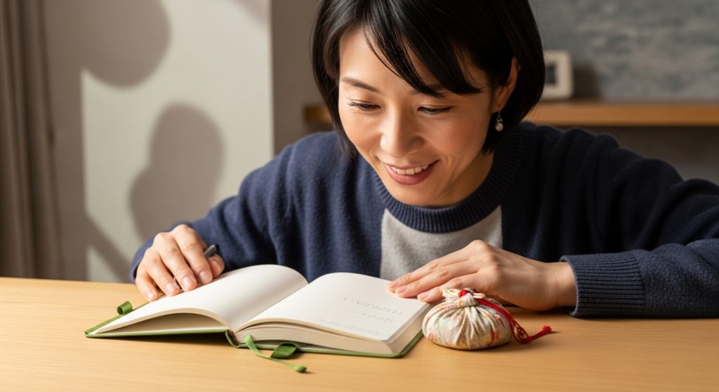 吉日に決意のシンボルを迎え入れ、前向きな気持ちになる女性